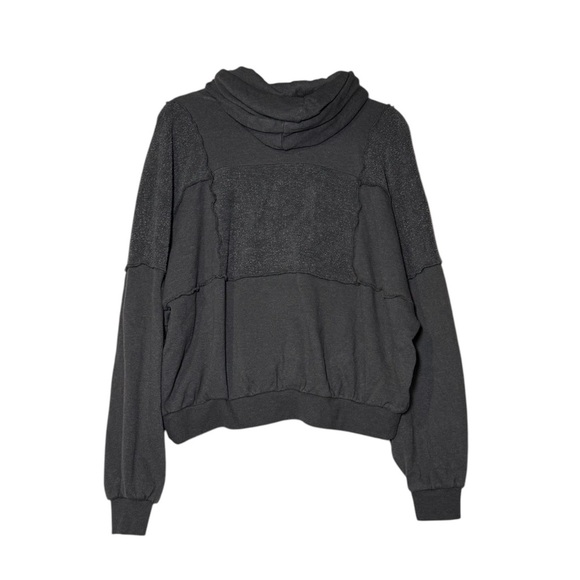 Aerie Patchwork Hoodie Charcoal Gray Size Small Oversized Super Soft Lounge - Picture 3 of 10